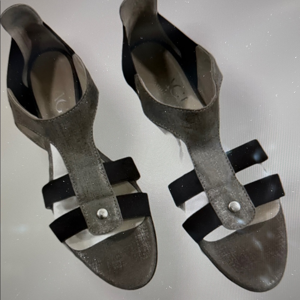 AGL Gladiator Sandals Slip On Metallic Bronze Stretchy Strap Comfy Shoes 39